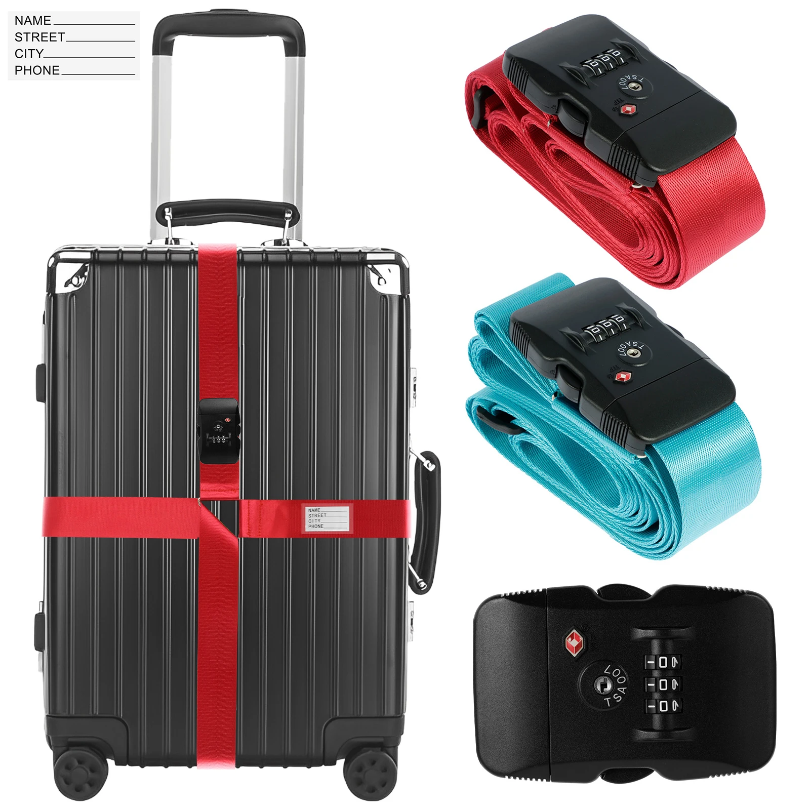 

Anti-theft Luggage Buckle Cross Strap TSA Customs Lock Luggage Cross Belt Adjustable Packing Baggage Suitcase Belts Accessories