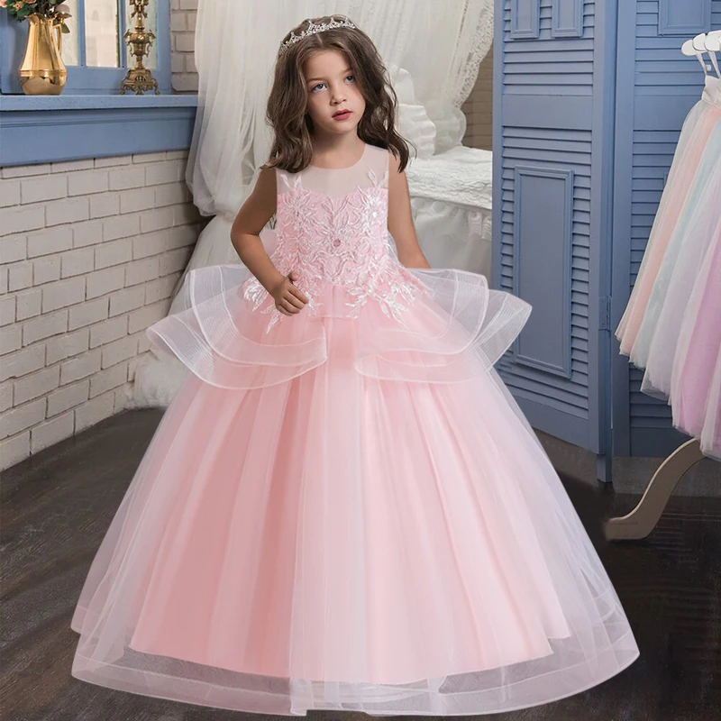 Girls Lace Dresses Birthday party Formal Evening Gown Princess Dress Flower Girls teens Children Clothing For Girl Clothes