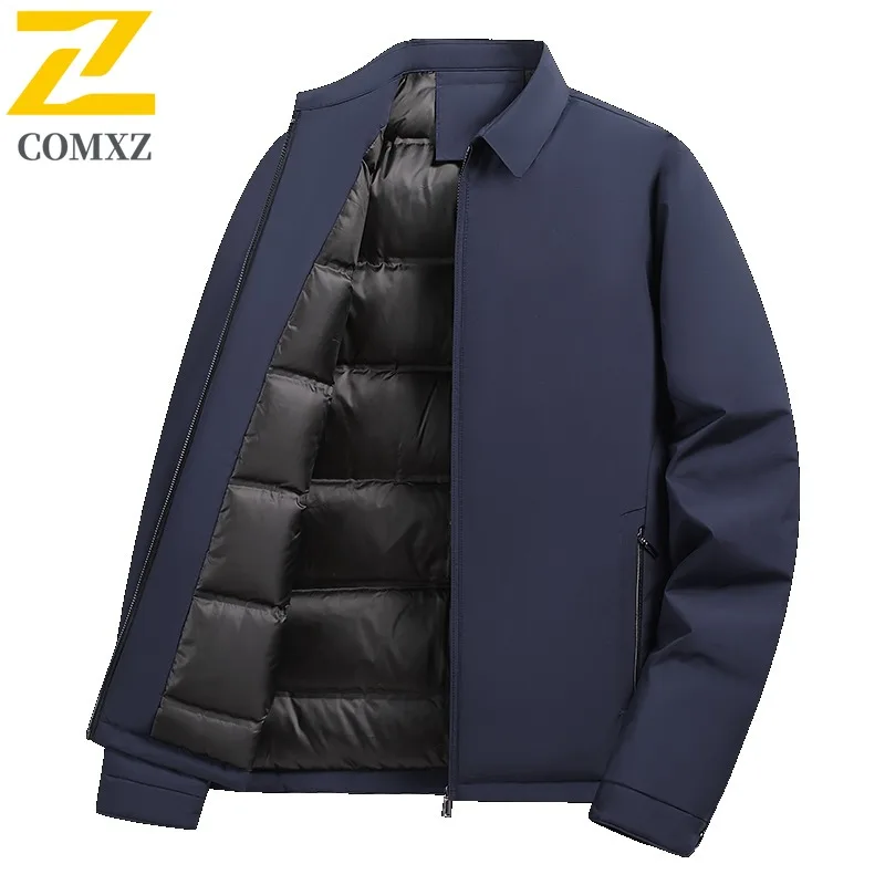 COMXZ Autumn Winter Men 90% White Duck Down Down Jacket Short Baseball Collar Fashion Casual Thermal waterproof windproof Coat