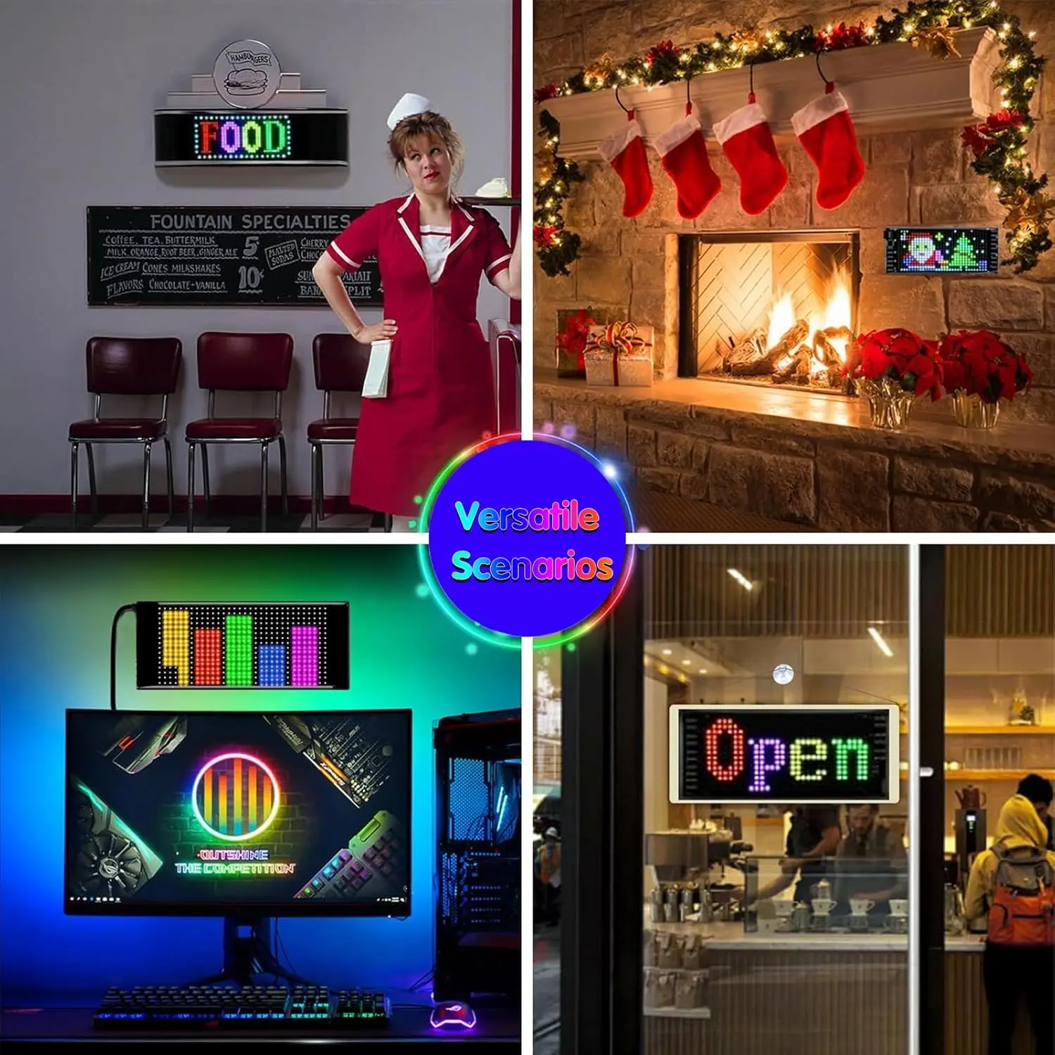 LED Matrix Pixel Panel LED Message Display for Car USB 5V Scrolling Sign Animations Text, Bluetooth APP Control Flexible Screen