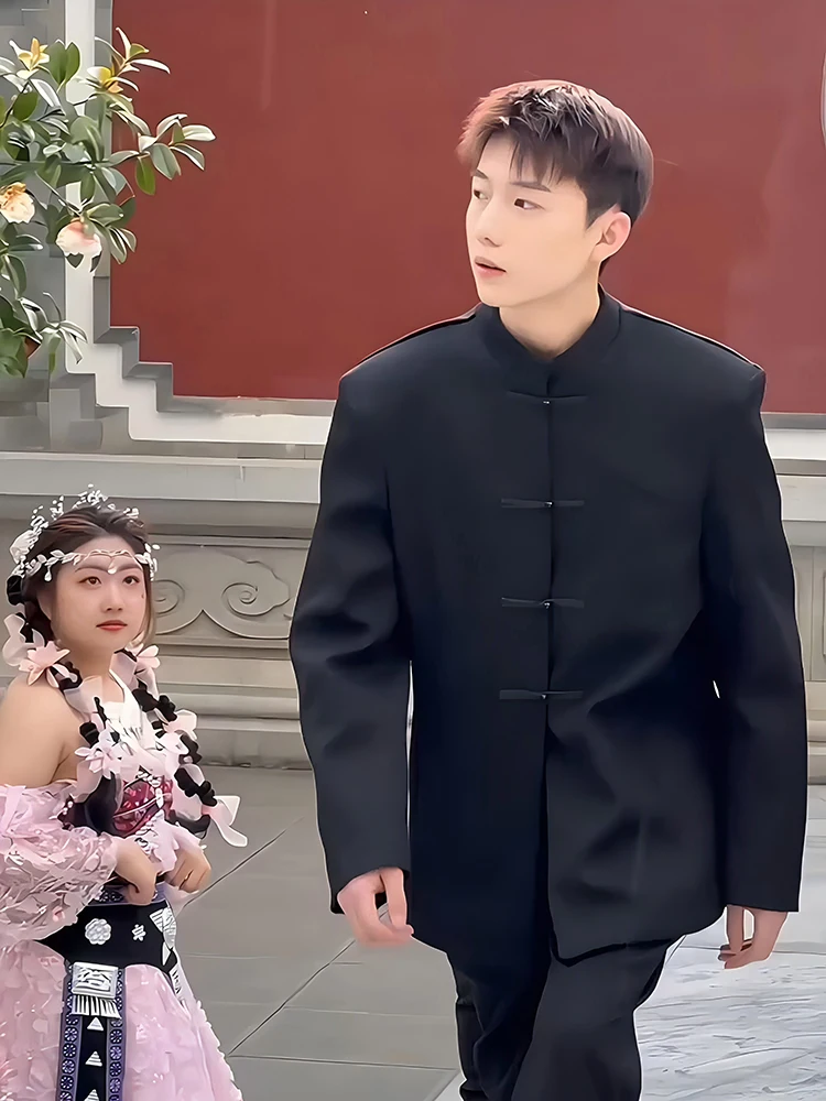 

New Chinese Sle Men's Suit Jaet with Button Collar Spring Autumn Wedding Outfit High-End Feeling Cool Haome Zhongan ...