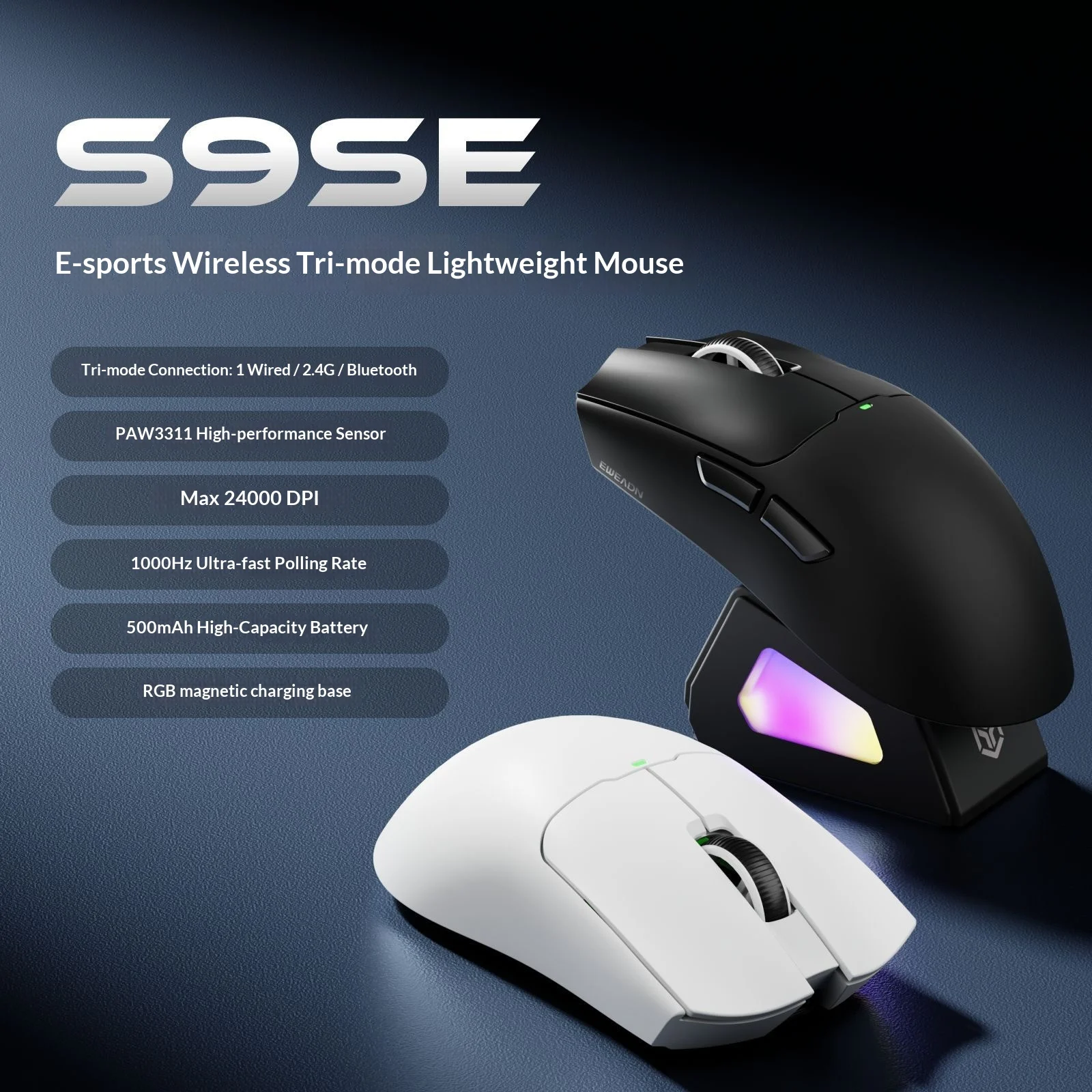 Qianxingzhe S9Se Wireless Mouse, Ergonomic Lightweight Gaming Mouse for PC and Office Use