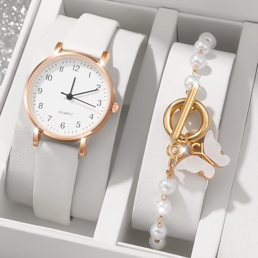 2Pcs Ladies' Fashionable Temperament Watch, Ideal Gift for Friends & Family for Valentine's Day, Easter, Ramadan and Birthdays.