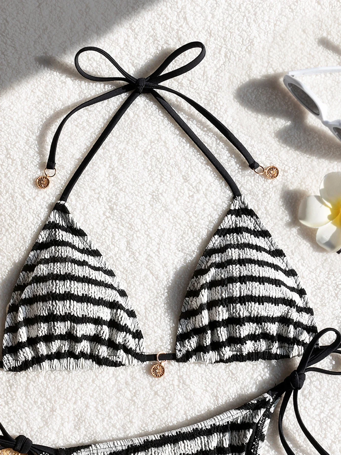 Costumi da bagno divisi a righe e ondulazioni dell'acqua da donna Set di costumi da bagno bikini sexy che bloccano la moda di fascia alta Hot Spring Bar Pant