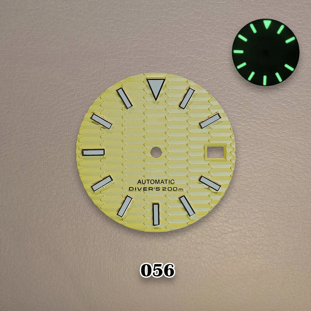 28.5mm High Quality 3D Ripples S Logo NH35 Dial Suitable NH35/NH36 Automatic Movement Green Luminous NH35 Accessories