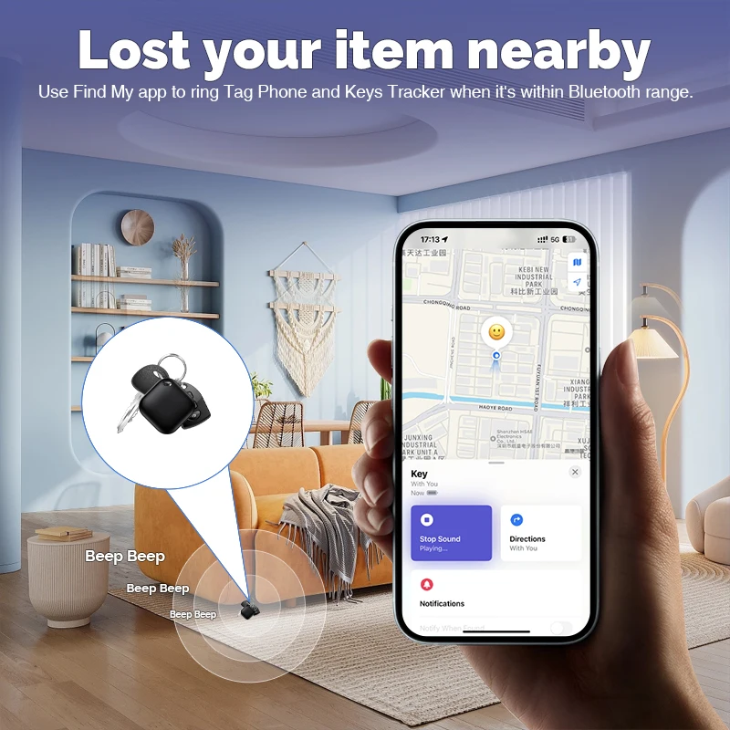 Smart Bluetooth GPS Tracker Work with Apple Find My APP ITag Anti Lost Reminder Device MFI Rated Locator Car Key Pet Kids Finder