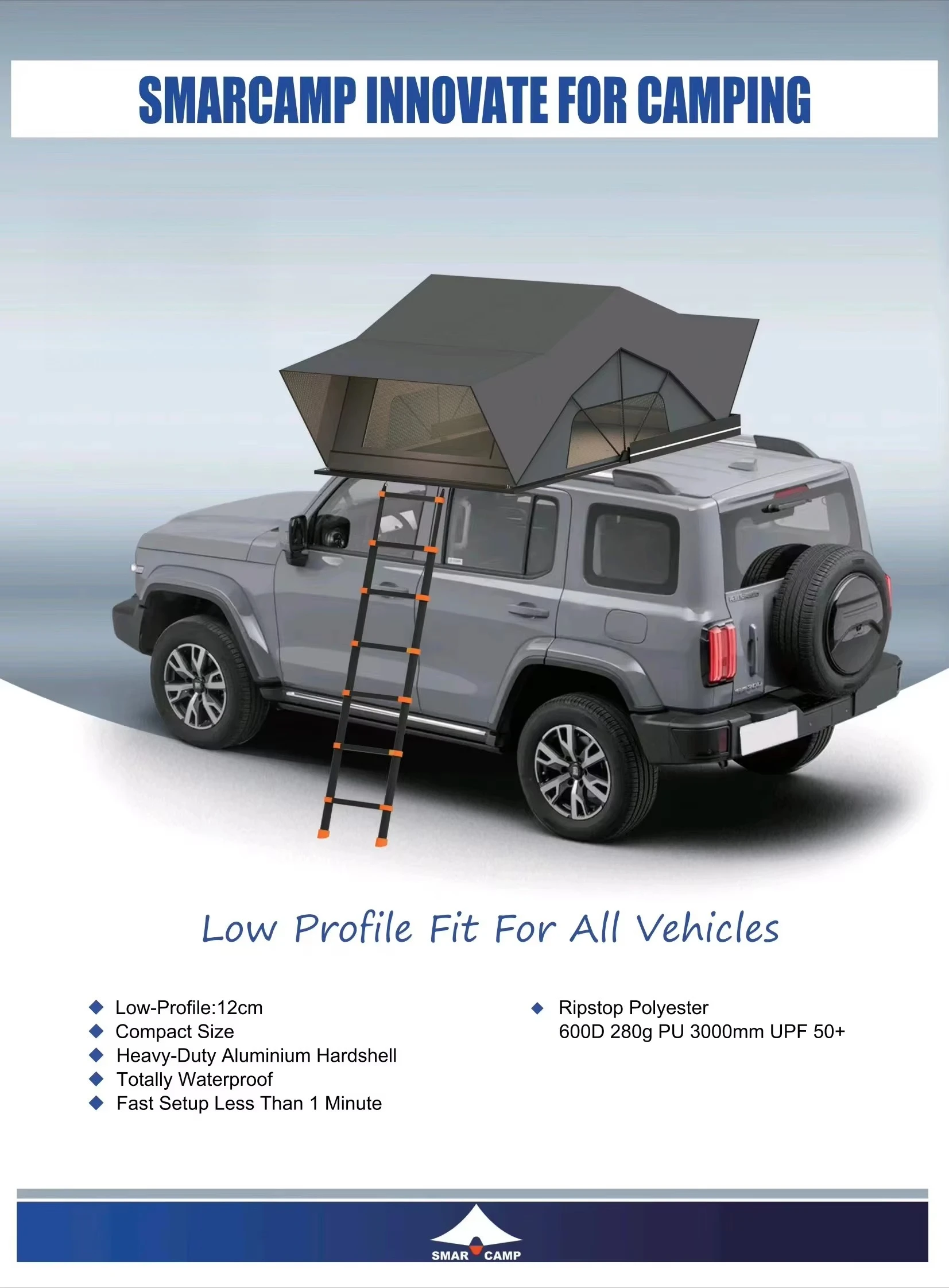 WD防水3人用ソフトシェルインフレータブルカールーフトップテ - Roof Top Tent Soft Shell 3 Person のレビューと価格