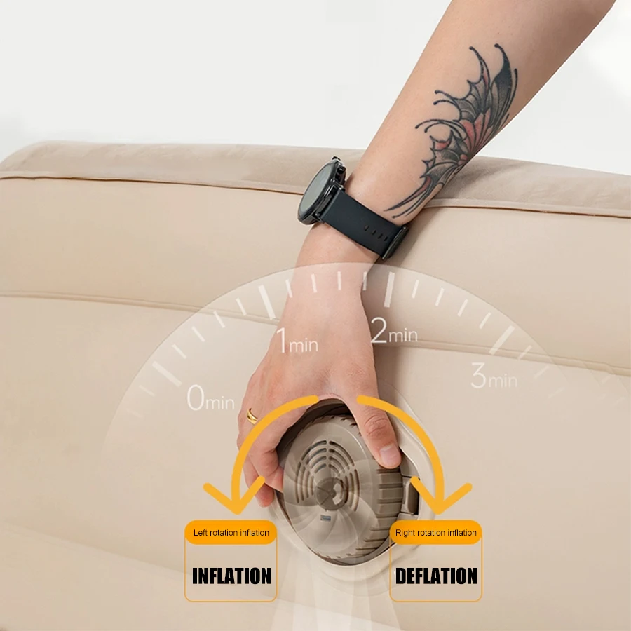 

Rotating Automatic Air Extraction Moisture Resistant Inflatable Sofa for Two Persons