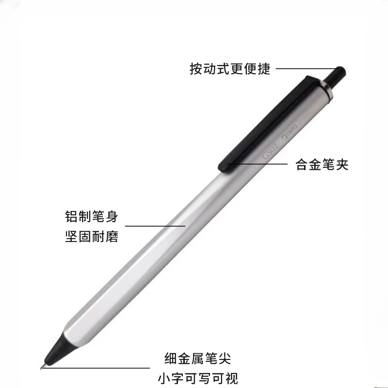 

OHTO Hexagonal Neutral Pen Aluminum Metal Pen Holder Ceramic Pen Bead Quick-drying Waterproof Business School Supplies