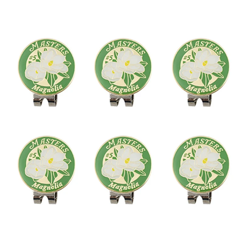 6個/セット ゴルフボールマーカー ハットクリップ マグネット式 ゴルフハットクリップ 取り外し可能 メタル ゴルフキャップクリップ ボール位置マーク ゴルフアクセサリー