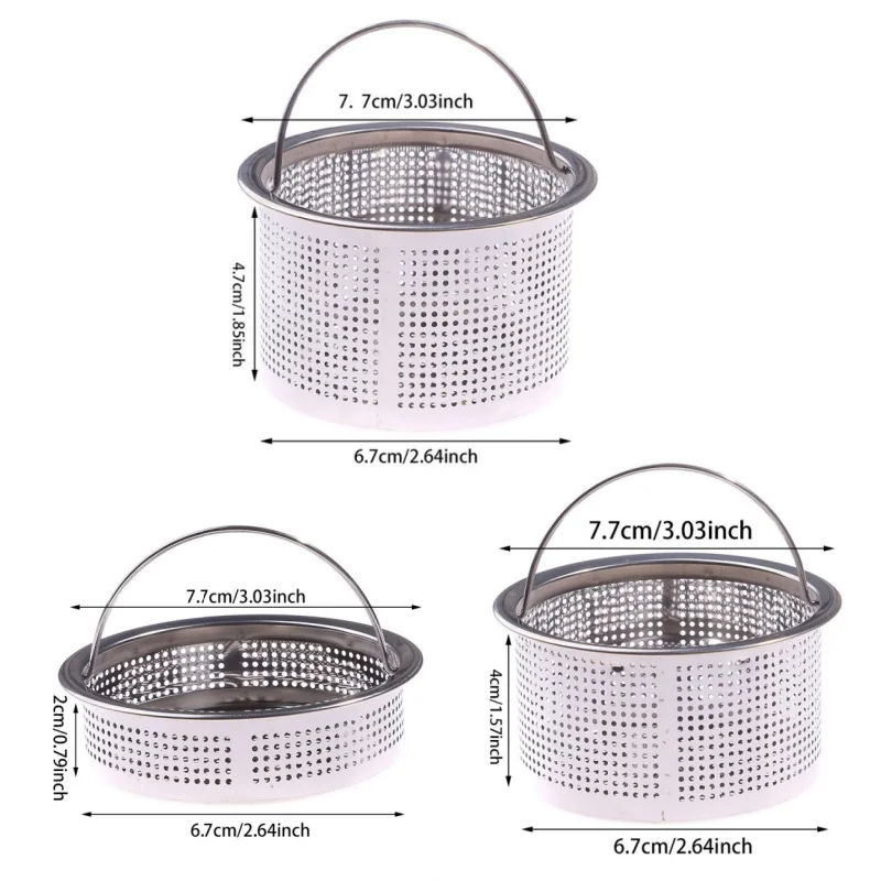 

2-4.7cm Kitchen Sink Filter Stainless Steel Mesh Sink Strainer Filter Sewer Mesh Strainers Sink Strainer Drain Hole Filter Trap