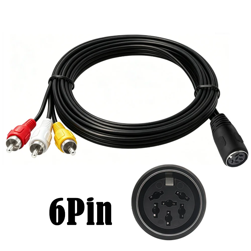 Gold Plated Large 6pin Din Male To 3 Rca Lotus Composite Av Shielded Audio Cord For Vintage Vcr Vhs Recorder Old Dvd Disc Crt Tv