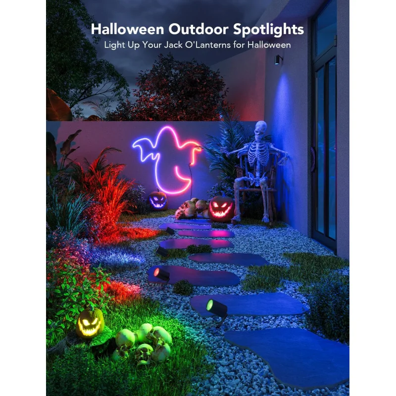 EQGovee Outdoor Spot Lights,IP65 Waterproof Uplight Spotlights,Halloween Decorations,WiFi 24V Low Voltage Landscape Lights Work