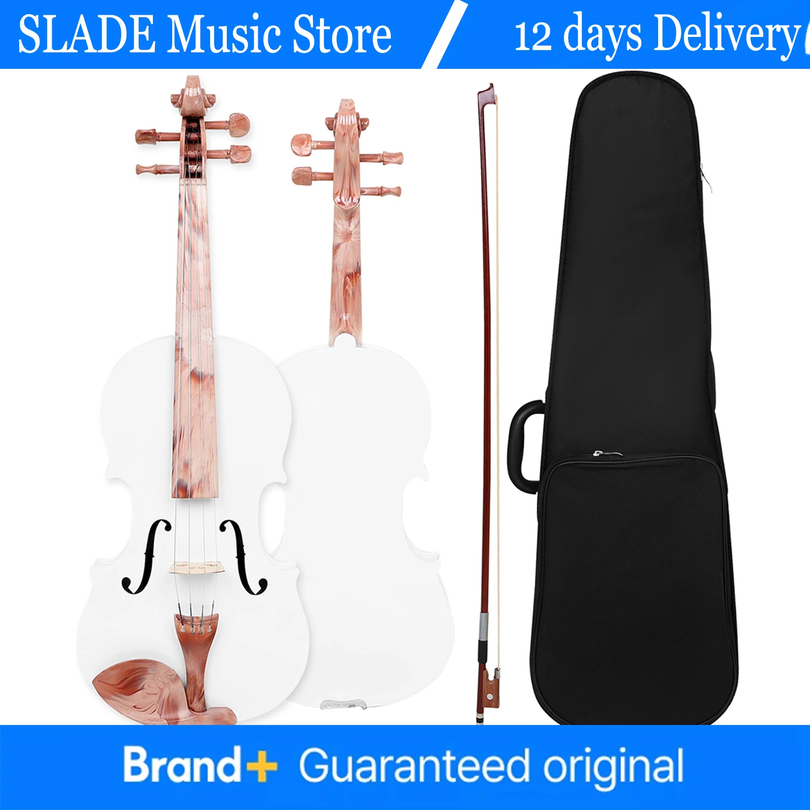 

IRIN Скрипка 4/4, белая мраморная скрипка из цельного дерева, высококачественный скрипичный инструмент с канифолью, подходит для игр и выступлений