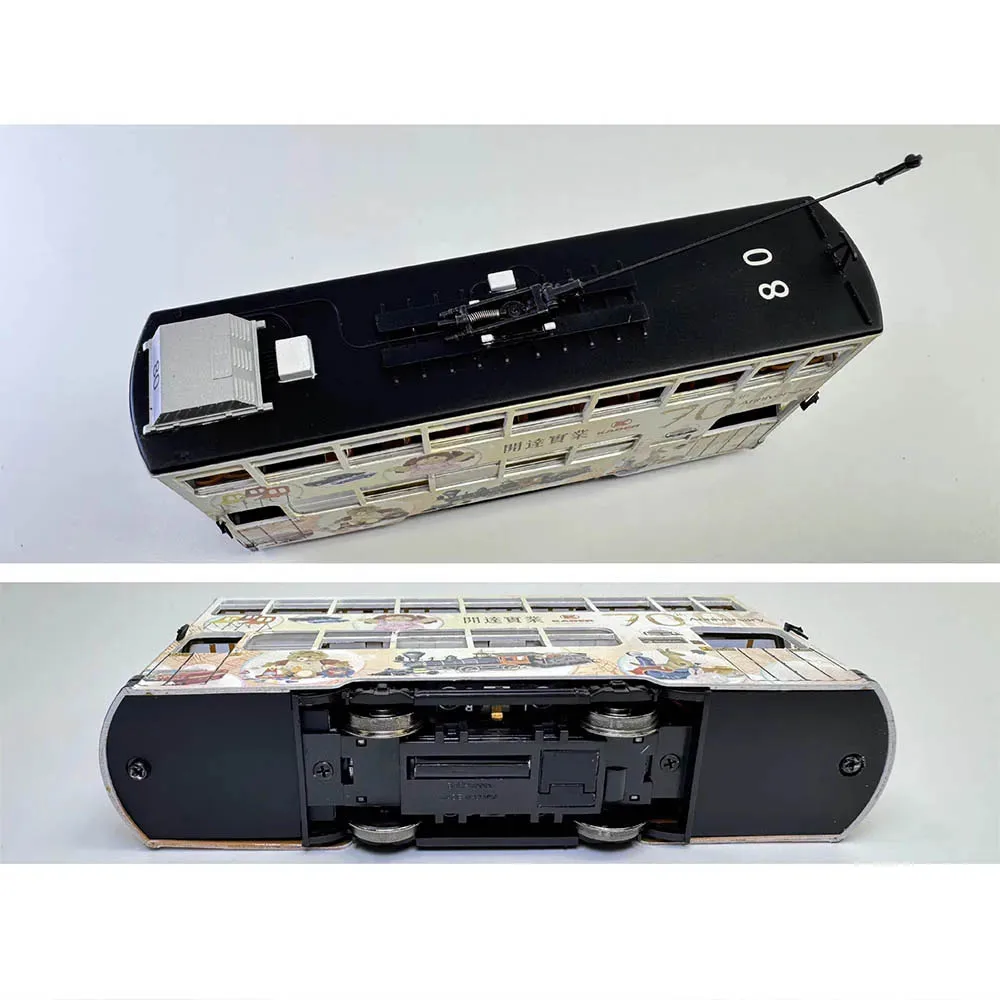 HO 1/87 Train Model BACHMANN Hong Kong Tram with Light Ding Ding Car Train Model Toy