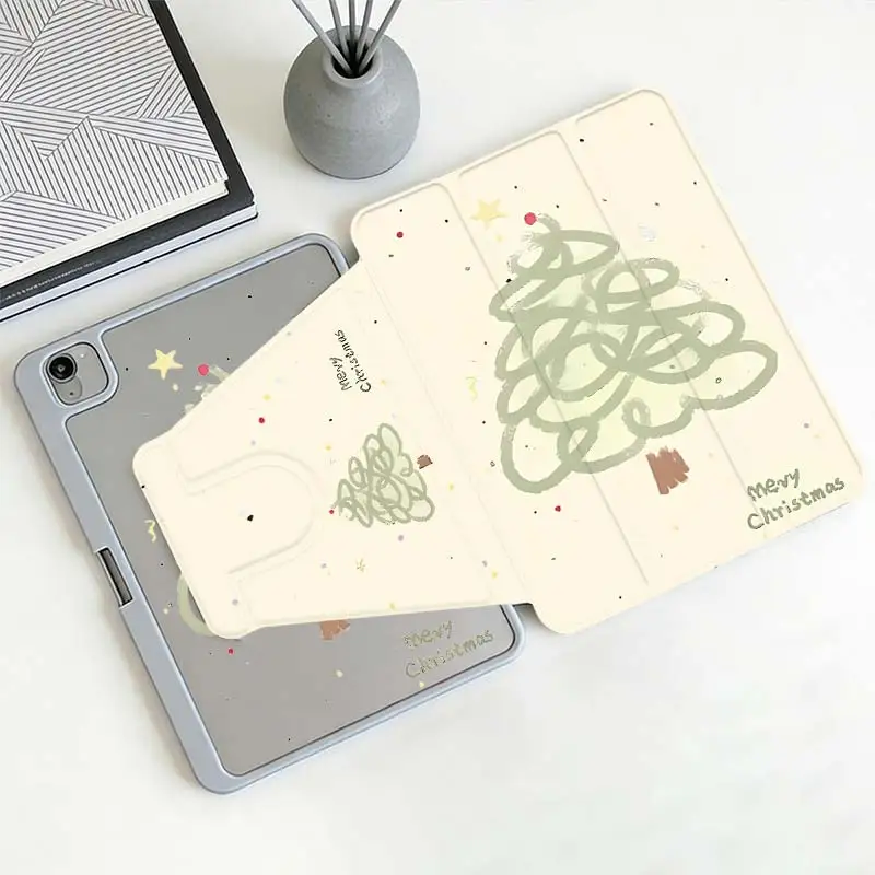 Tri-Fold 360° Rotation Smart Case For iPad A16 2025 11 Air11/13 iPad 10.2 7/8/9 4/5 10.9 10th IPad Mini6 8.3 Pro 10.5 Pro11