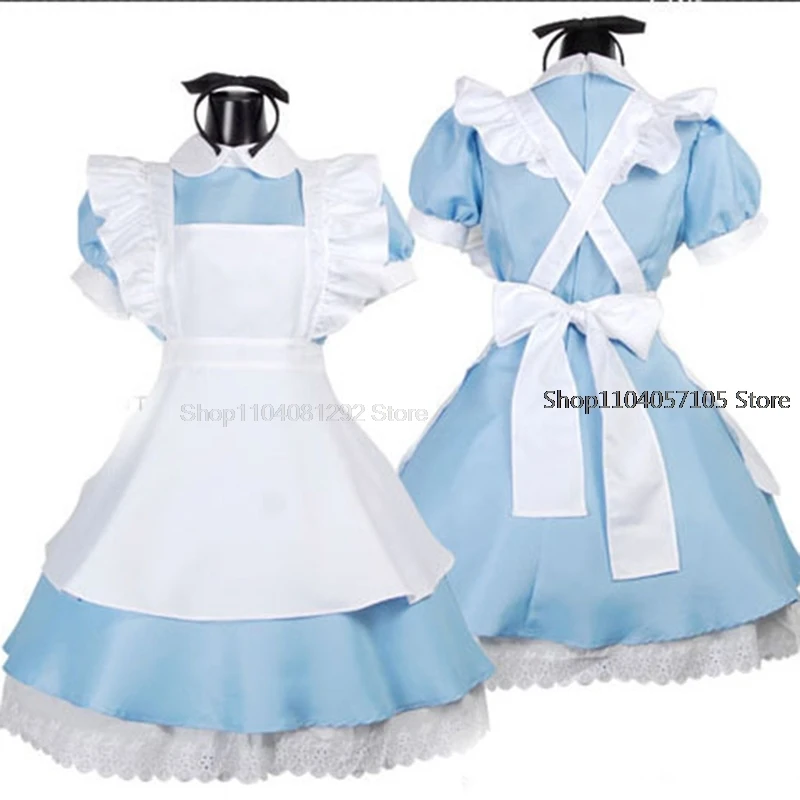 Lolita fantasia cosplay para mulher, avental empregada doméstica, Fantasia, Carnaval, fantasias de Halloween, baile de máscaras, Alice no País das Maravilhas