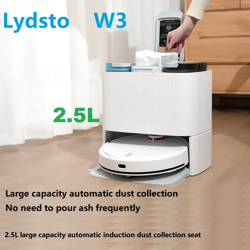 New Lydsto W3 Self-cleaning Sweeper Vacuuming, Mopping, Drying and Dust Collection Integrated Robot-English Version Robot Vacuum