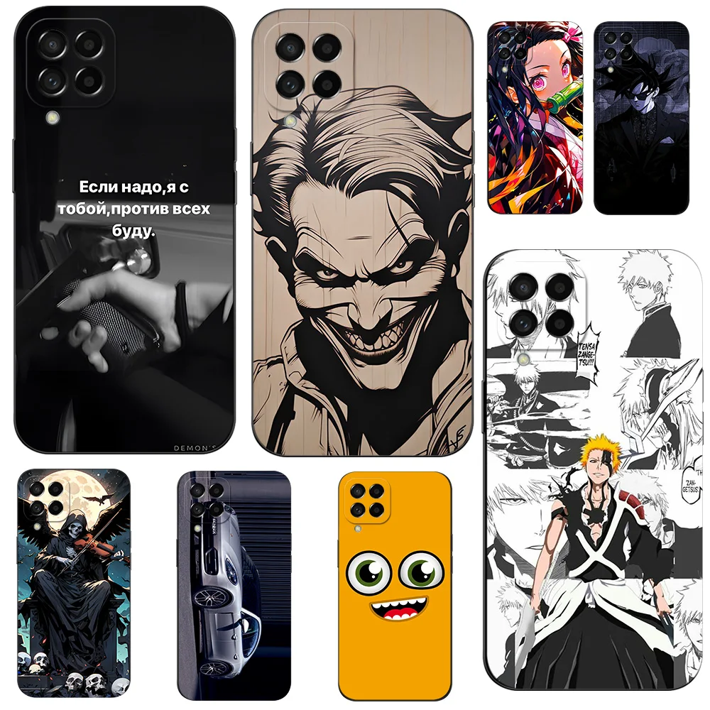 For Samsung Galaxy M53 5G Case Phone Back Cover M 53 m536 Case Soft Silicone Black Tpu Case cute pattern skull