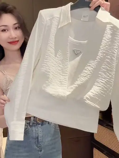 

Весна 2025, женский приталенный жилет, искусственный двухсекционный лоскутный воротник, ort irt, с застежкой на талии, универсальный онлайн-тренд