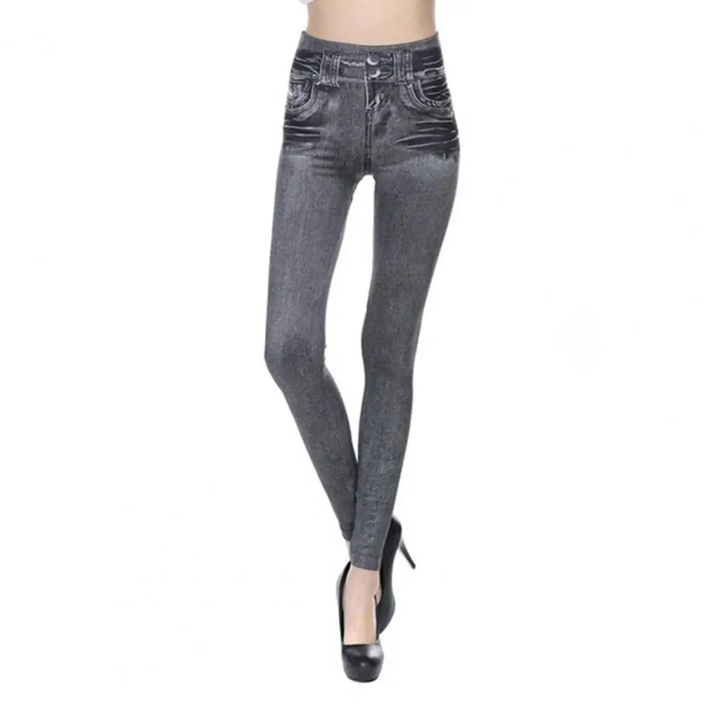 

Elastic High Waist Leggings High Waist Butt Lifting Yoga Pants for Women Slim Fit Leggings with Imitation Jeans Design for A