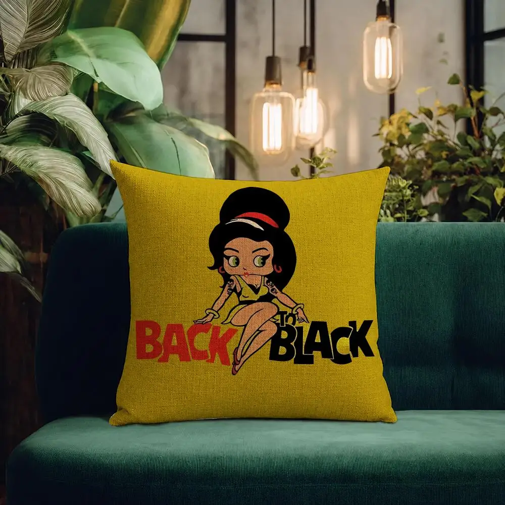 Singer Amy Winehouse Cushion Cover Natural Linen Pillowcase Set All-in-One Decor Cushion Cover for Sofa Bedroom Chair
