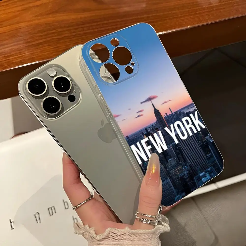 NYC New York City Phone Case for iphone 14Pro 15 11 12 14 Pro Max Mini 6 6s 7 8 Plus X XR XS SE2020 Transparent Cover