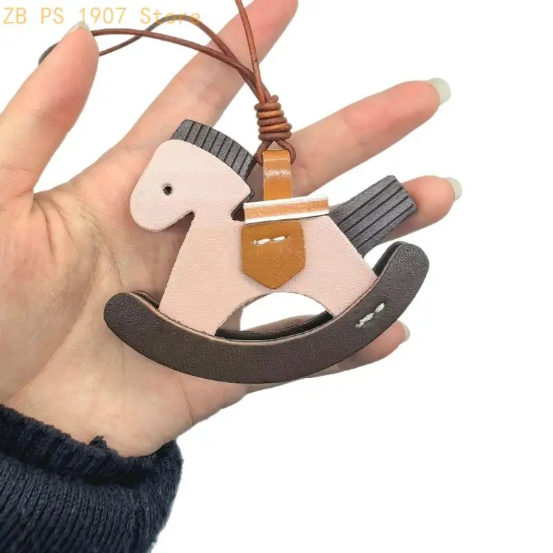 

2026 Year Horse Themed Leather Keychain Featuring Wooden Horse Designs Handmade For Creative Gift And Fashion Accessory 55KA