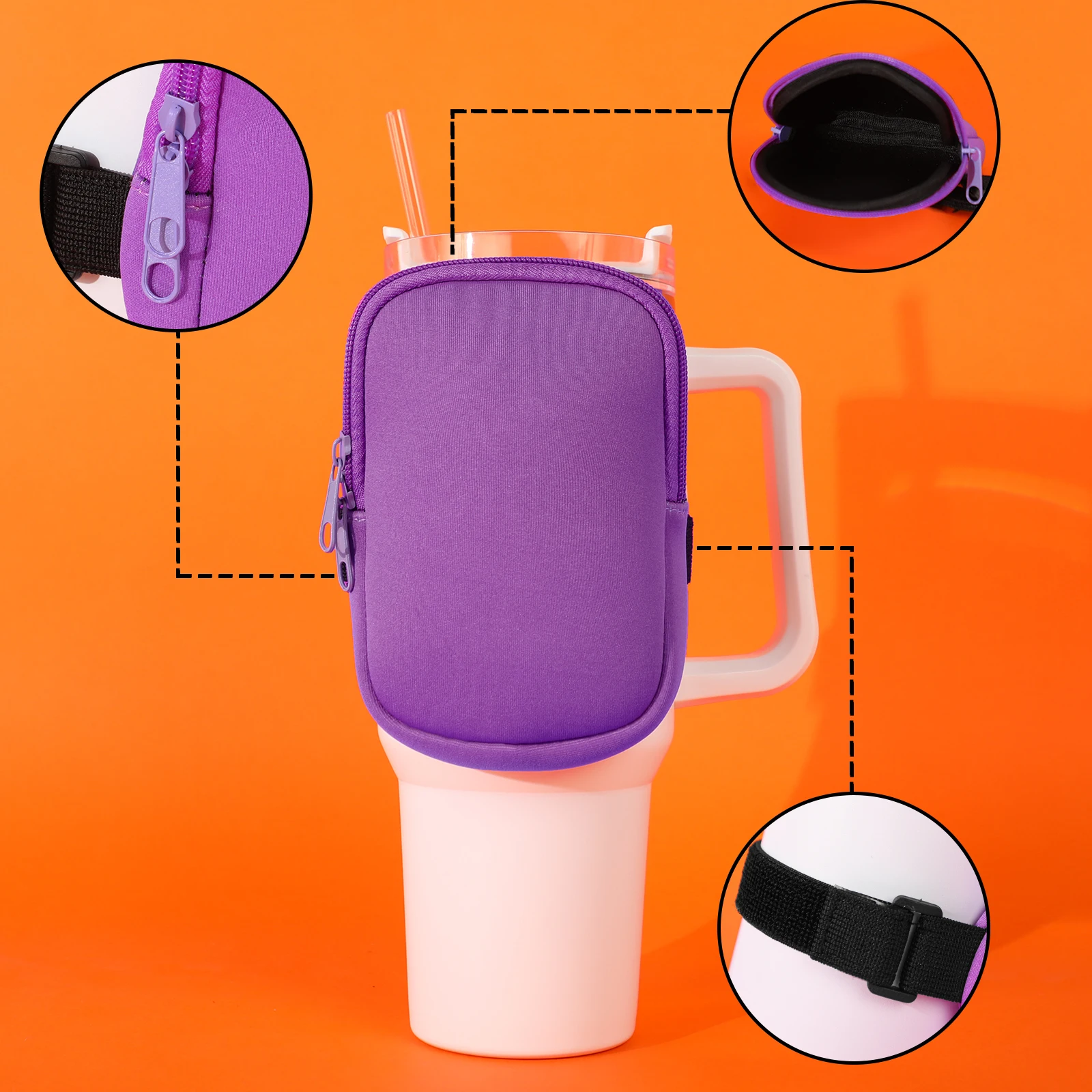 Kantong botol air Tumbler tas kompatibel Aksesori Gym pergelangan tangan Neoprene untuk Wanita Pria Olahraga genggam Caddy dapat disesuaikan 40oz 30oz