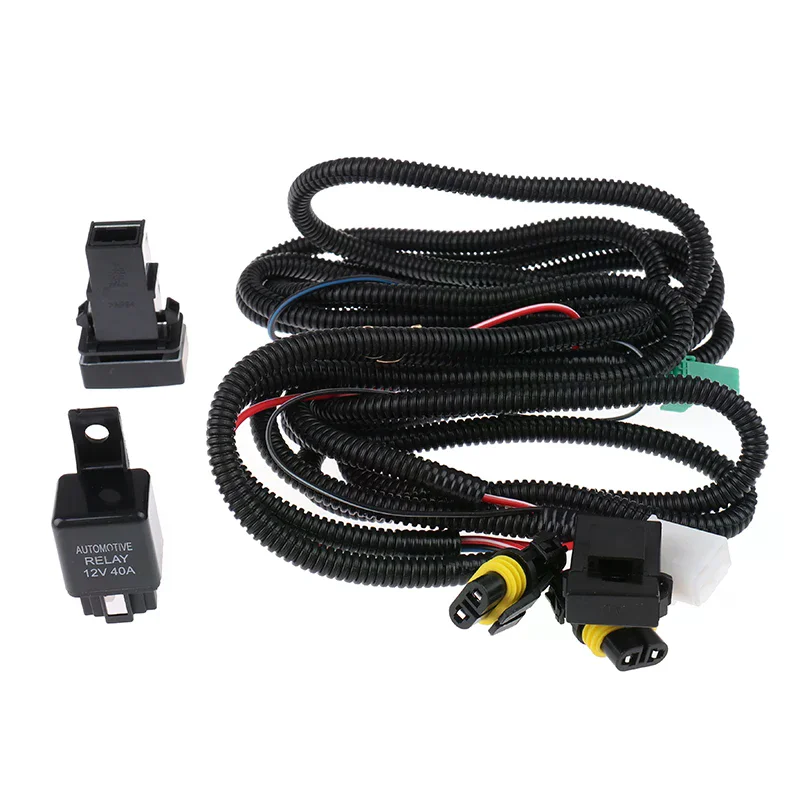 H11 Fog Light Wiring Harness with LED Indicators Switch 12V 40A Relay Sockets Wire for Vehicle Accessories