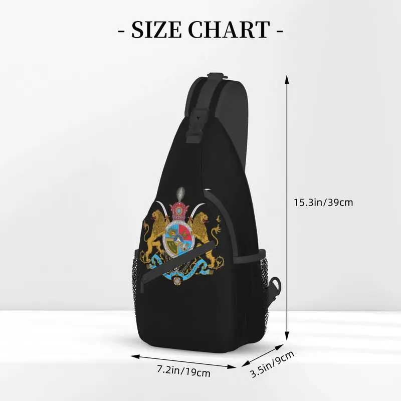 Imperial Coat Of Arms Of Iran Sling Chest Bag Custom Iranian Lion Crossbody Shoulder Backpack for Men Travel Hiking Daypack