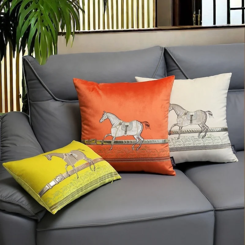 Retro Tiger Embroidery Pillows Brown Black Color Cushion Case Luxury Eastern Decorative Pillow Cover For Sofa Chair Home Decor
