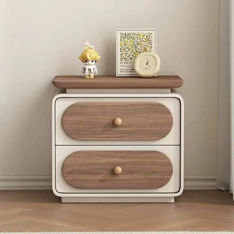 

Chinese cream simple large capacity bedside table leather household bedroom bedside table storage