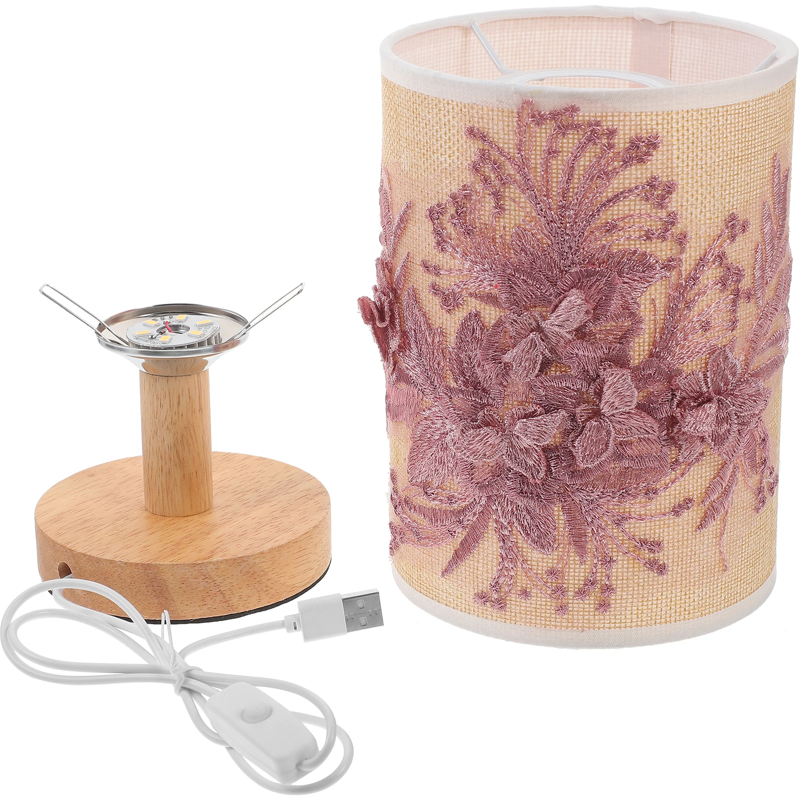 

3D Fabric Table Light Iron Wood Desk Bedroom Night Light Bedside Small Pink Living Room Baby Cloth Lamp Book Shelf Dressing