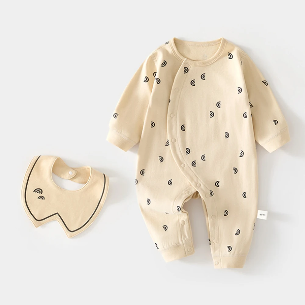 Baby Boy Valentines Romper Long Sleeve Cotton Newborn Clothes Spring Autumn Unisex Infant Girl Jumpsuit With Bib