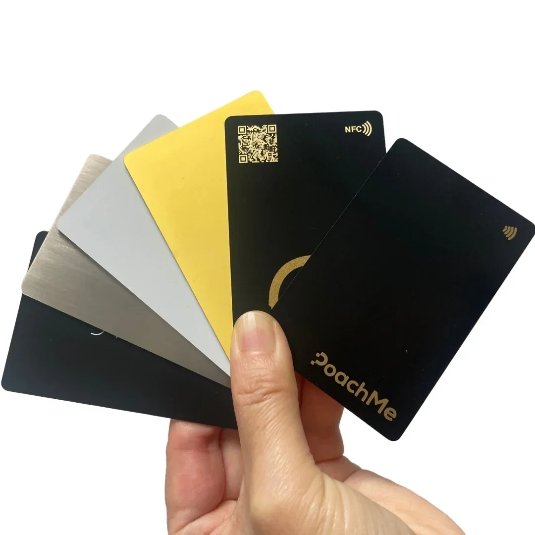 Tarjetas de visita de Metal Nfc ocultas con Chip personalizado negro/dorado/plateado de primera calidad, tarjeta de visita de Metal con logotipo personalizado grabado