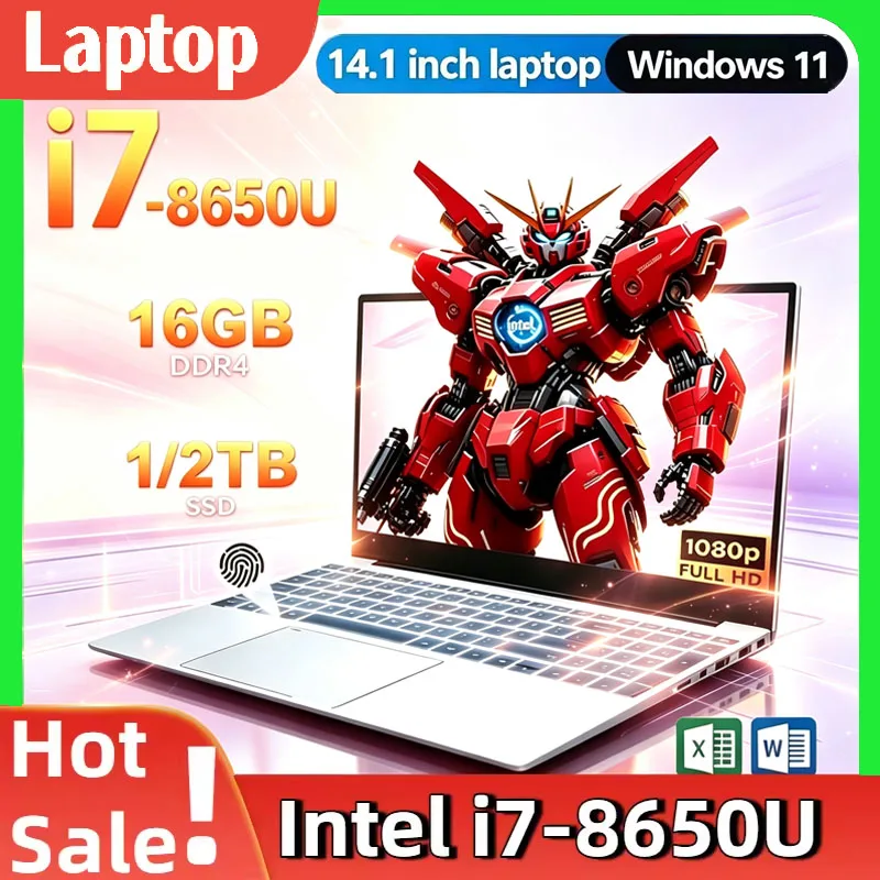 Nuevo Portátil Delgado de 14.1' 2026, Intel I7-8650U, Win11 Pro, 32GB RAM, 2TB M.2 SSD, para Oficina y Estudio