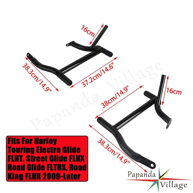 For Hraley Electra Glide Street Glide Road Glide Road King 2009-Later Black Steel Rear Saddlebag Guard Rails Bracket Crash Bars