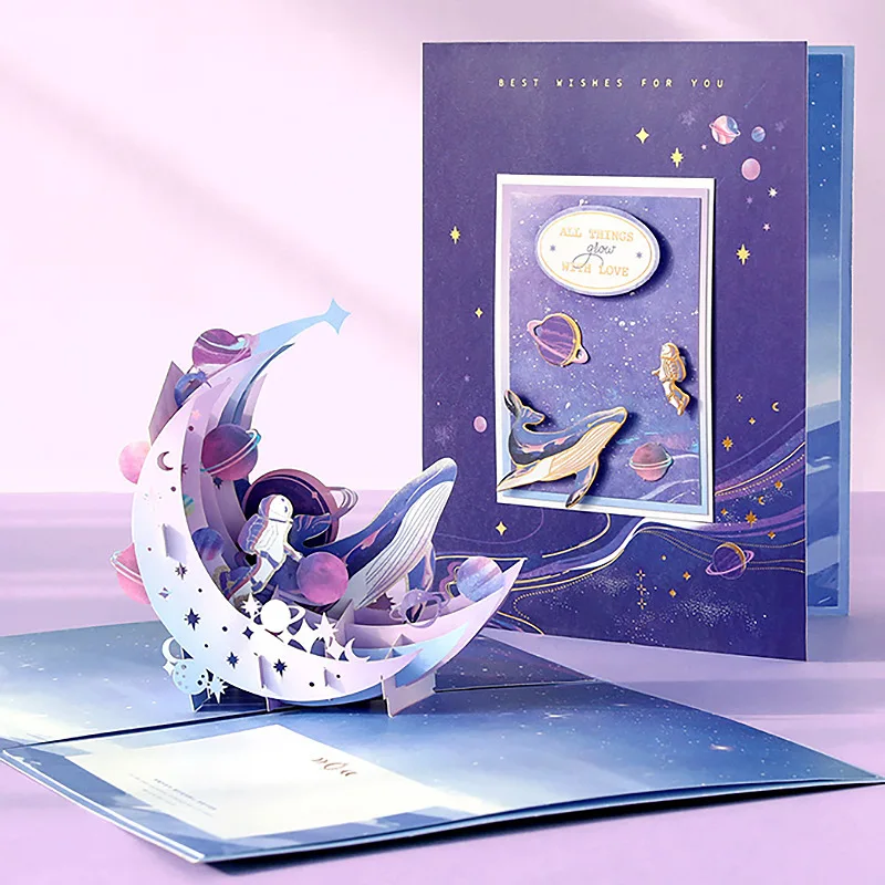 

3D three-dimensional greeting card folding DIY birthday gift creative gratitude galaxy card beautiful ins high-end small card