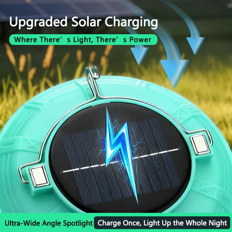 2-in-1 태양광 충전 캠핑 라이트 걸이형 라이트 휴대용 디자인 텐트 하이킹용 기능성 라이트