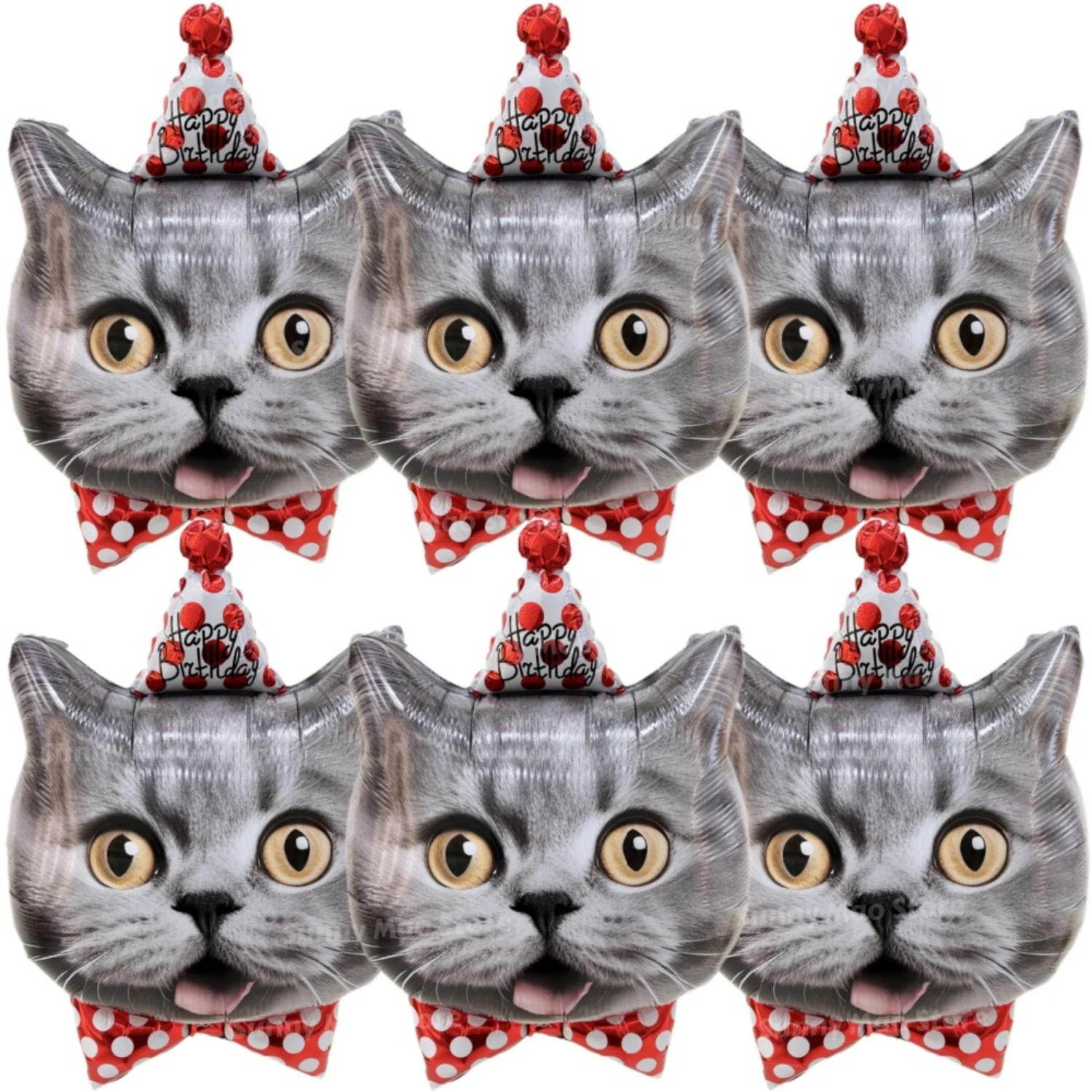 1/6Pcs Dog Birthday Balloons Cute Animal Cat Puppy Head Foil Balloon With Party Hat Baby Shower Pet Party Decorations view 4