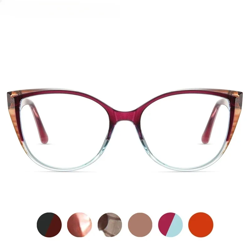 

New Fashion TR90 Butterfly Eyewear Blue Blocking Retro Round Optical Prescription Cat Eye Glasses Myopia Frame Women 87224