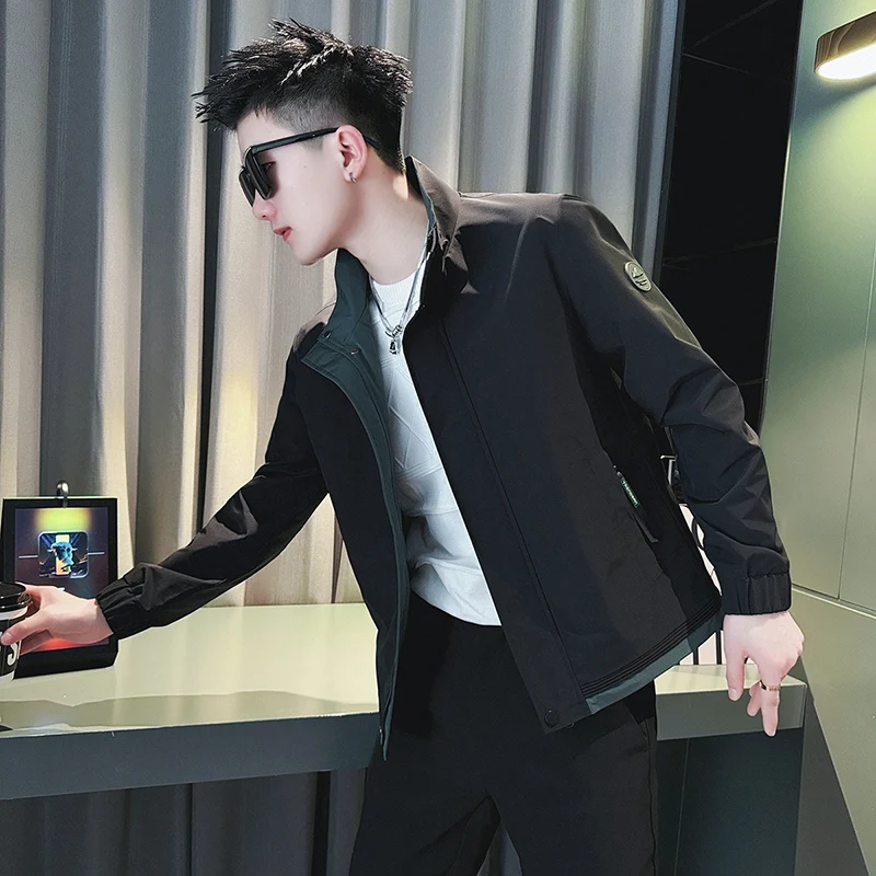 

Повседневная мужская одежда Jaet Color Blo Sle, ветрозащитное полиэфирное волокно, застежка-молния, воротник-стойка, боковая одежда, весна-осень...