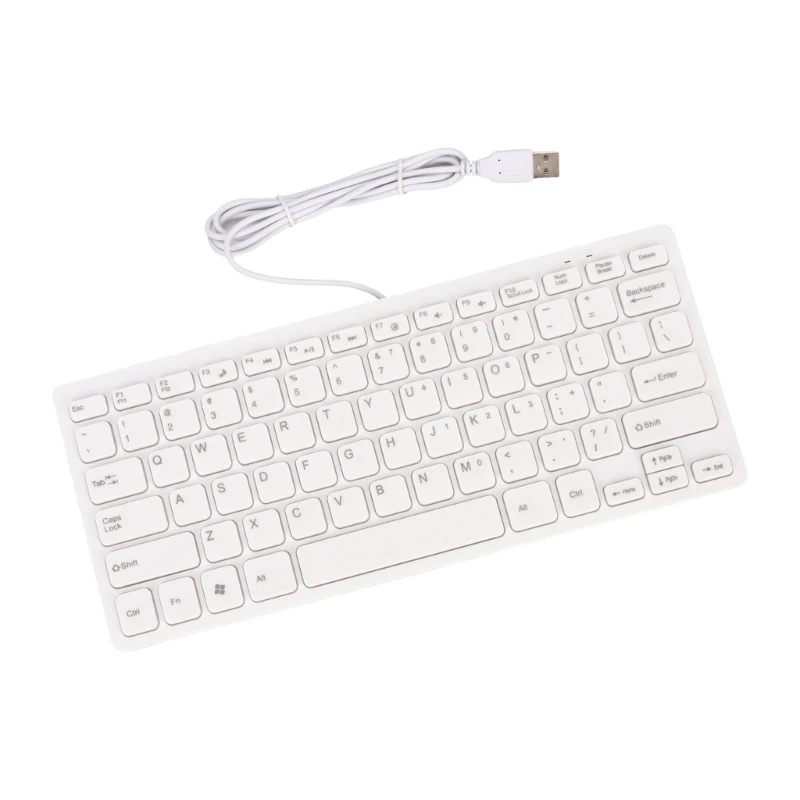 Thin Corded USB 72 Keyboard Quiet Operation Lightweight Portable Design Perfect For Travel Small Desks