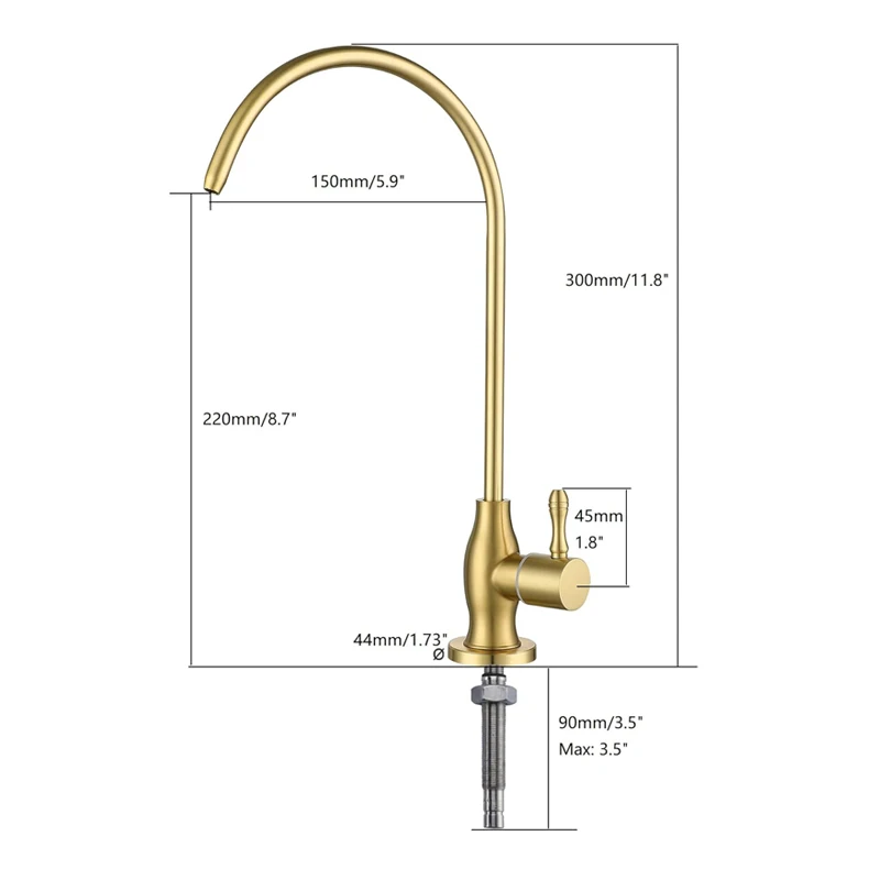 Kitchen Water Filter Faucet Single Cold Water Faucet 1/4 3/8Inch Hose Reverse Osmosis Filters Parts Purifier Direct Drinking Tap