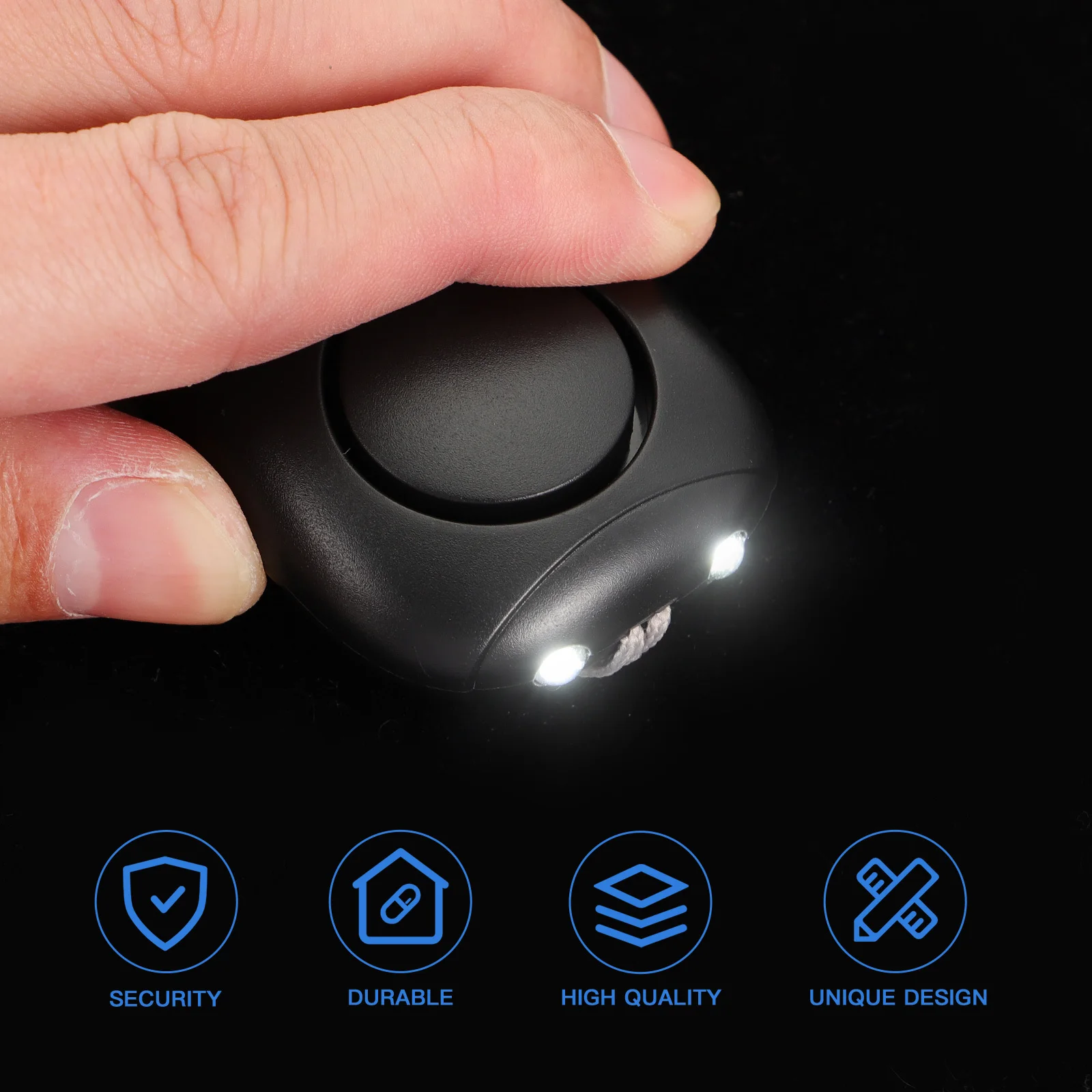 إنذار الأمن الشخصي جهاز مكافحة الذئب مصباح ليد للنساء السلامة في الهواء الطلق تشغيل المشي في حالات الطوارئ صفارة الإنذار تنبيه المفاتيح