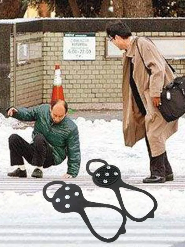 

Outdoor ice crampons anti-skid shoe cover children's mountain climbing snow boots with 5-tooth sole spikes simple and durable 8-
