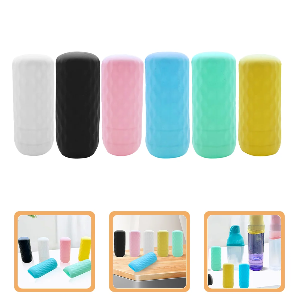 6 Pcs Leak-proof Bottle Cover Elastic Sleeves for Travel Container Bottles Covers Anti-spill Silicone Silica Gel Proofing