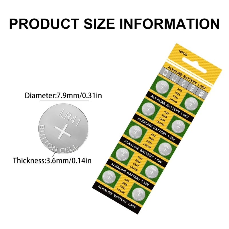 Multipacks of 20/10 AG3 736 LR41 Watch Battery Alkaline Button Cell Batteries Button Batteries for Toy & Timepieces