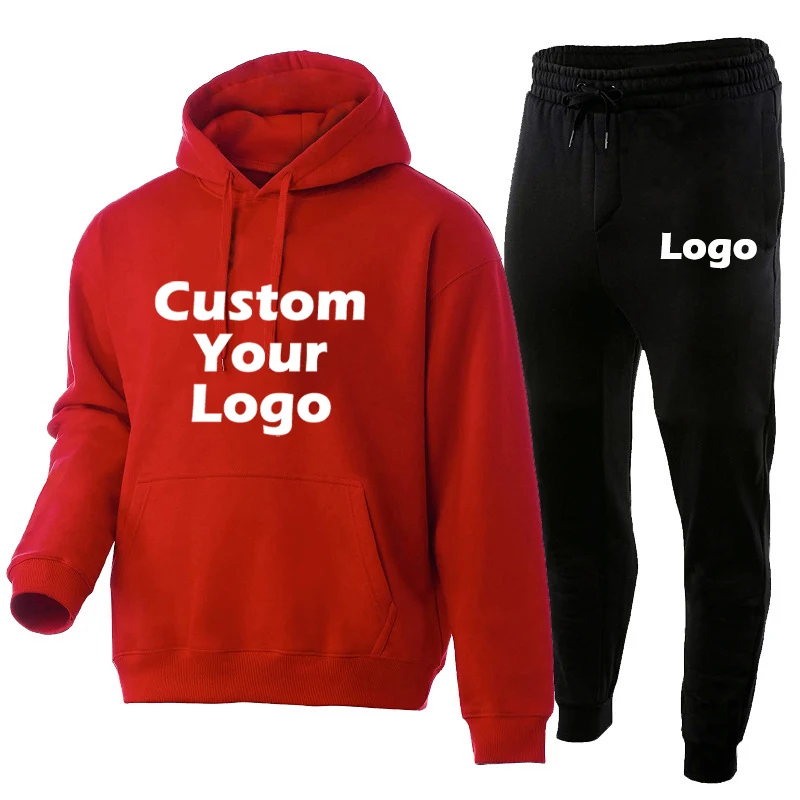 Traje deportivo informal personalizado con su logotipo, chándal a la moda para hombre, Sudadera con capucha de baloncesto, traje para correr, pantalones estampados diy, conjunto de gran tamaño